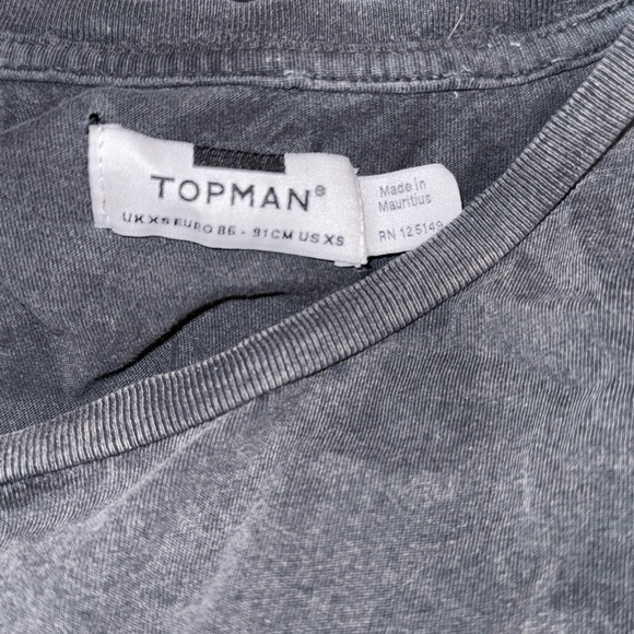 Topman Charcoal Gray Crewneck T-Shirt Distressed Faded Grunge XS - Picture 5 of 5